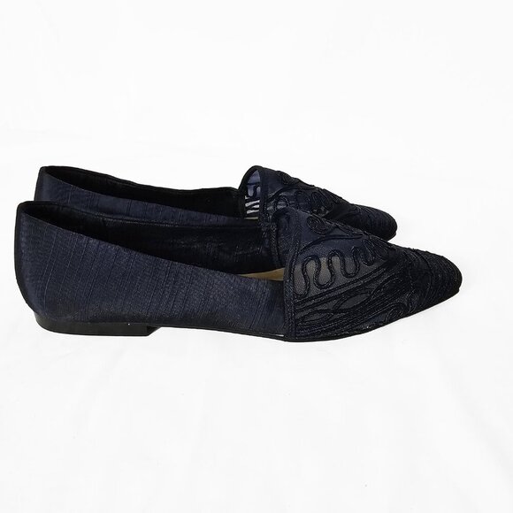 Vintage Mootsies Tootsies 90's Navy Embroidered Slip On Flats - Picture 5 of 5